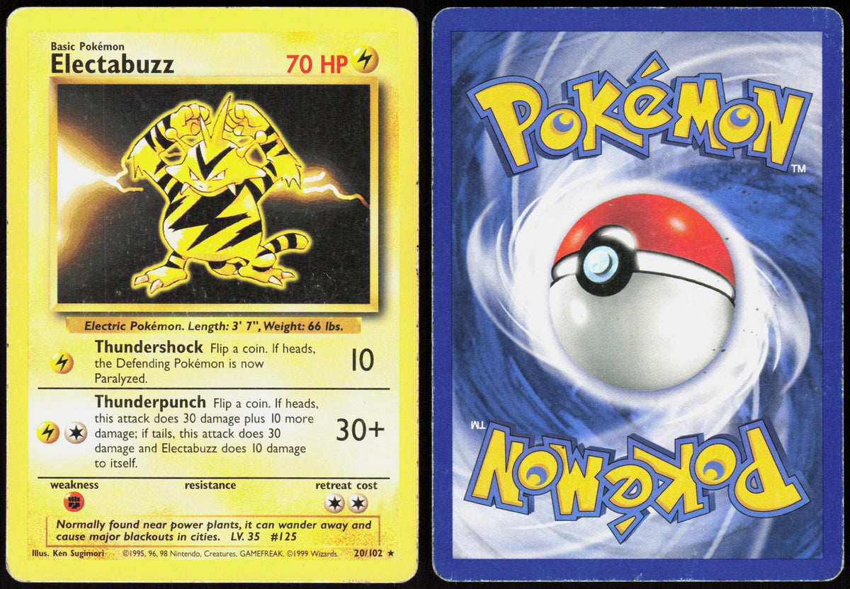 ELECTABUZZ 20/102 BASE SET UNLIMITED POKEMON RARE HP