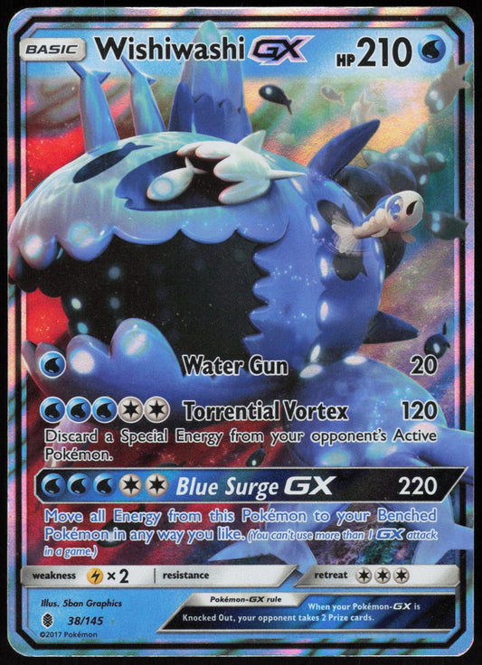 WISHIWASHI GX 38/145 GUARDIANS RISING POKEMON ULTRA RARE HOLO LP
