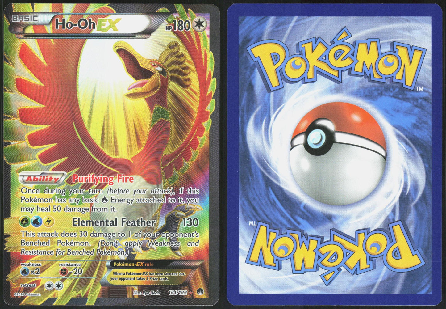 HO-OH EX 121/122 BREAKPOINT POKEMON ULTRA RARE HOLO NM