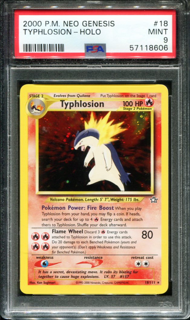 TYPHLOSION HOLO 18/111 PSA 9 NEO GENESIS POKEMON