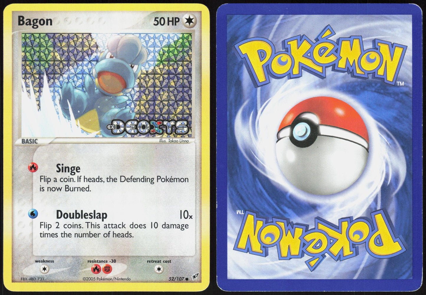 BAGON 52/107 DEOXYS POKEMON COMMON REVERSE HOLO MP