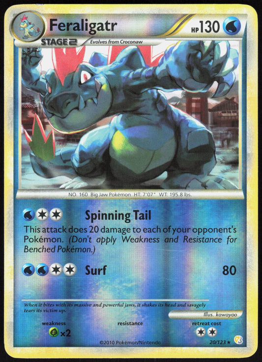 FERALIGATR 20/123 HEARTGOLD & SOULSILVER POKEMON RARE REVERSE HOLO LP