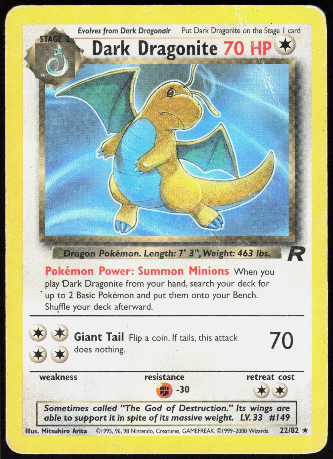 DARK DRAGONITE 22/82 TEAM ROCKET POKEMON RARE UNLIMITED HP