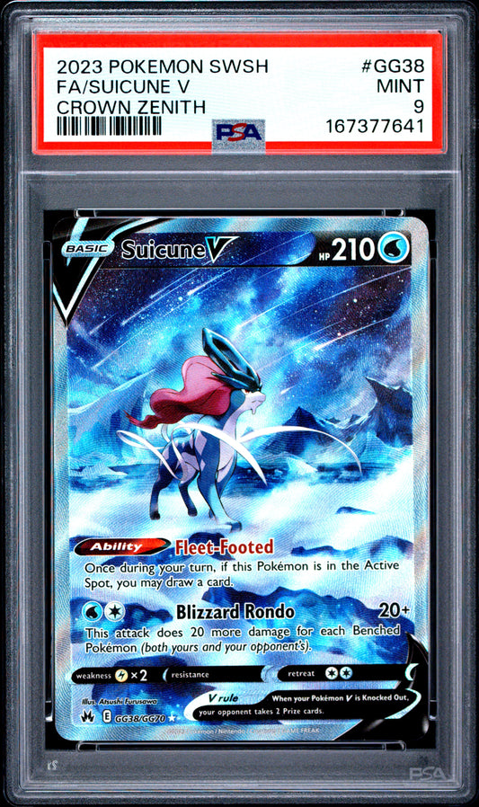 SUICUNE V GG38/GG70 PSA 9 SWORD SHIELD CROWN ZENITH POKEMON