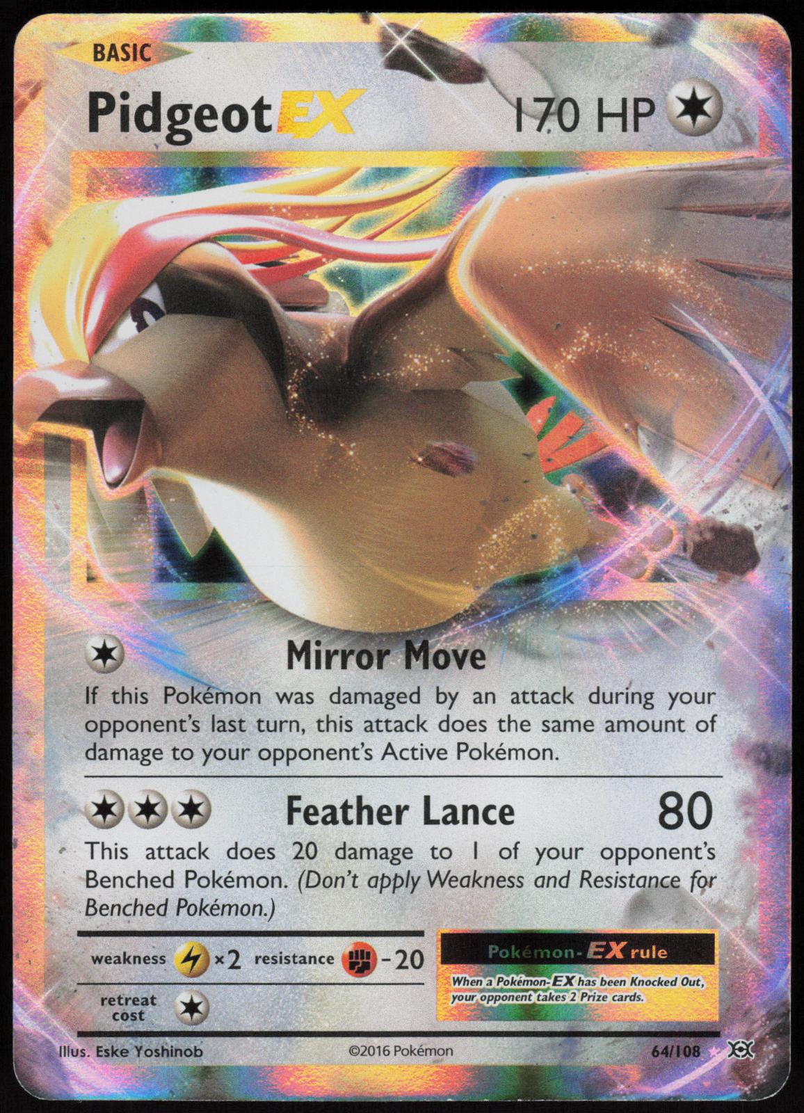 PIDGEOT EX 64/108 EVOLUTIONS POKEMON EX RARE HOLO LP
