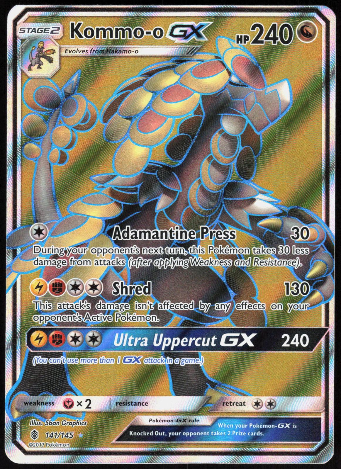 KOMMO-O GX (FULL ART) 141/145 GUARDIANS RISING POKEMON ULTRA RARE HOLO LP