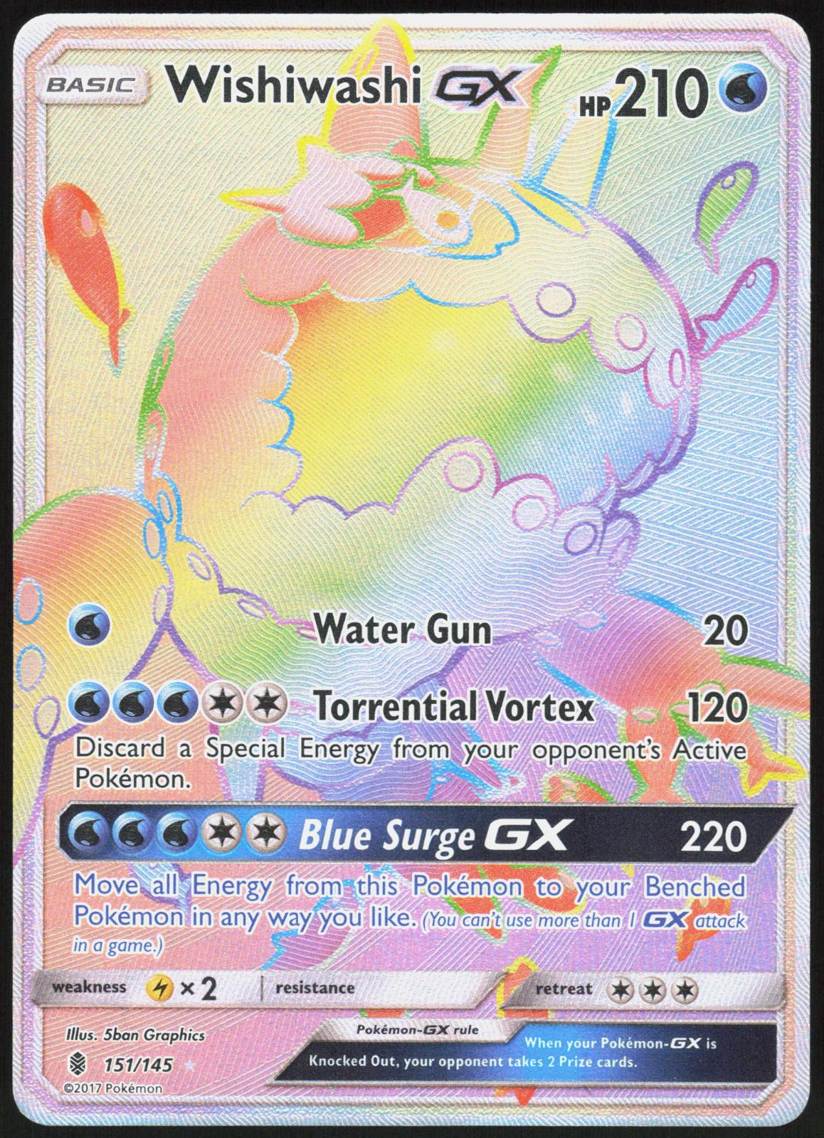 WISHIWASHI GX (SECRET) 151/145 GUARDIANS RISING POKEMON SECRET RARE NM