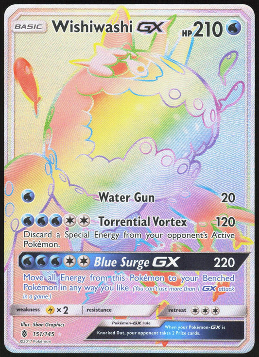 WISHIWASHI GX (SECRET) 151/145 GUARDIANS RISING POKEMON SECRET RARE NM
