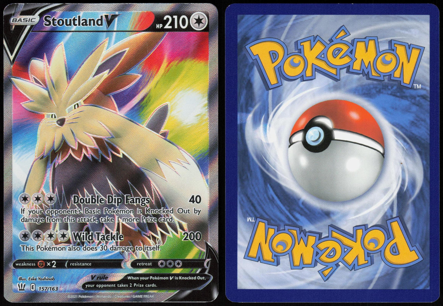 STOUTLAND V 157/163 BATTLE STYLES POKEMON ULTRA RARE HOLO LP