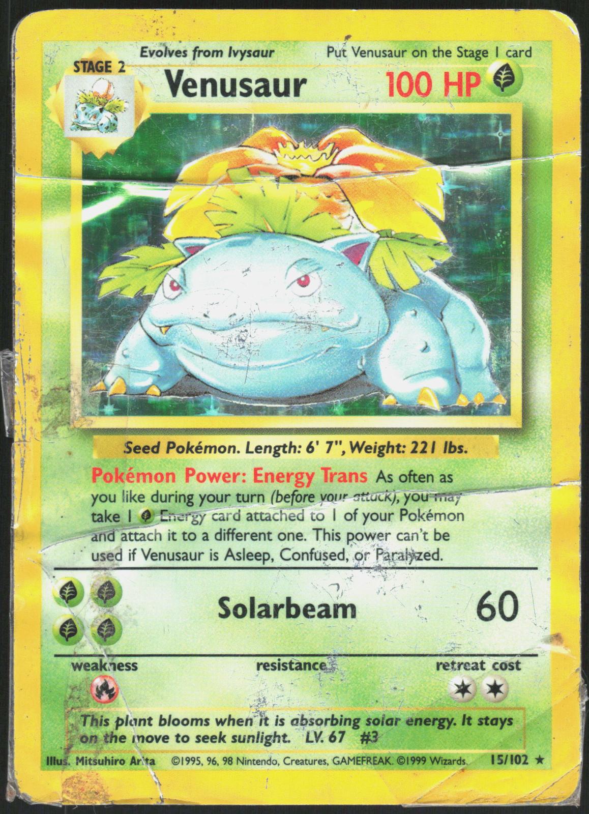 VENUSAUR 15/102 BASE SET UNLIMITED POKEMON HOLO RARE HP