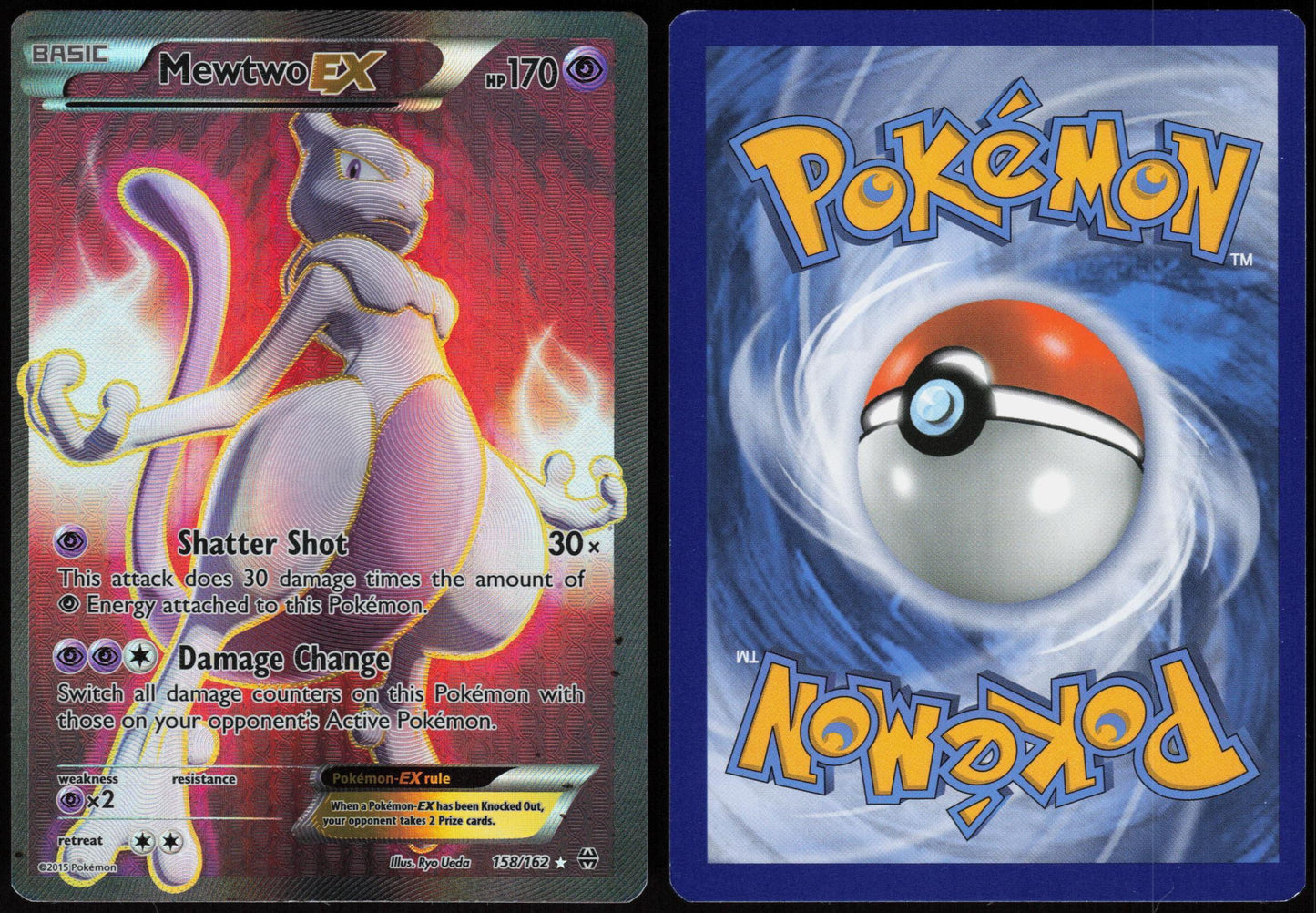 MEWTWO EX 158/162 BREAKTHROUGH POKEMON ULTRA RARE HOLO LP
