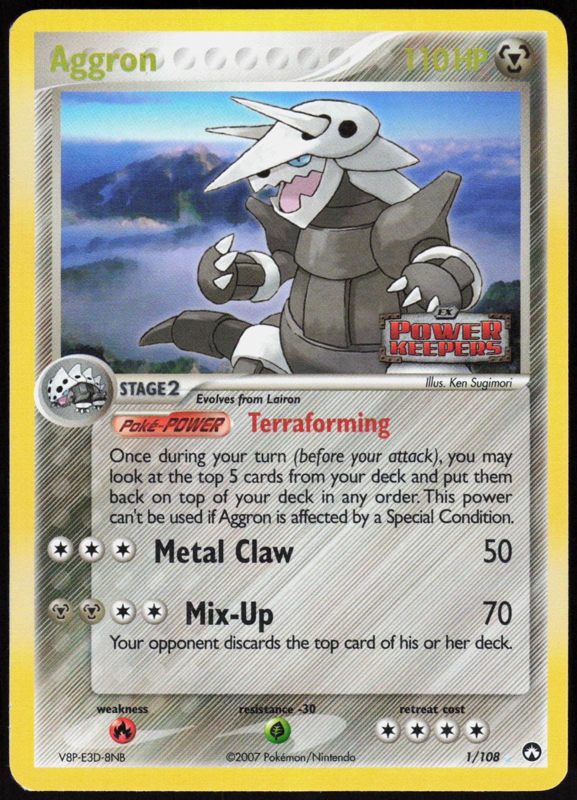 AGGRON 1/108 POWER KEEPERS POKEMON RARE REVERSE HOLO MP