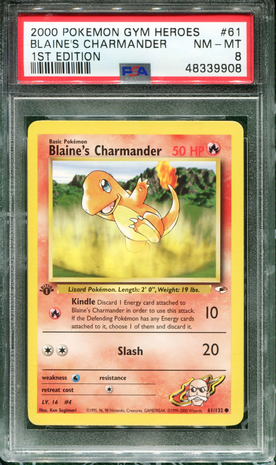 BLAINE'S CHARMANDER 61/132 PSA 8 1ST EDITION GYM HEROES POKEMON