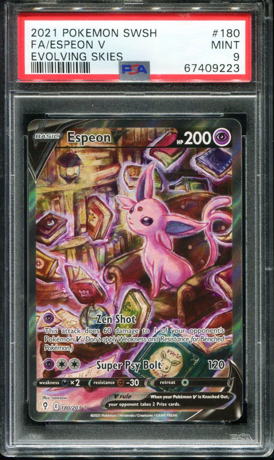 ESPEON V 180/203 PSA 9 EVOLVING SKIES POKEMON