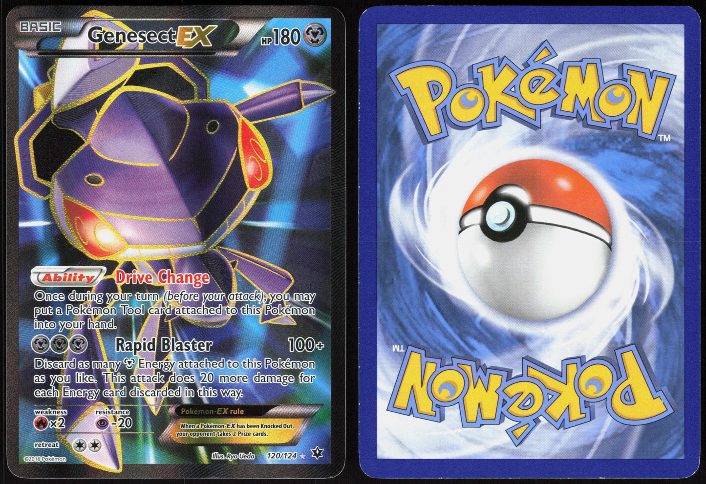 GENESECT EX 120/124 FATES COLLIDE POKEMON ULTRA RARE HOLO LP