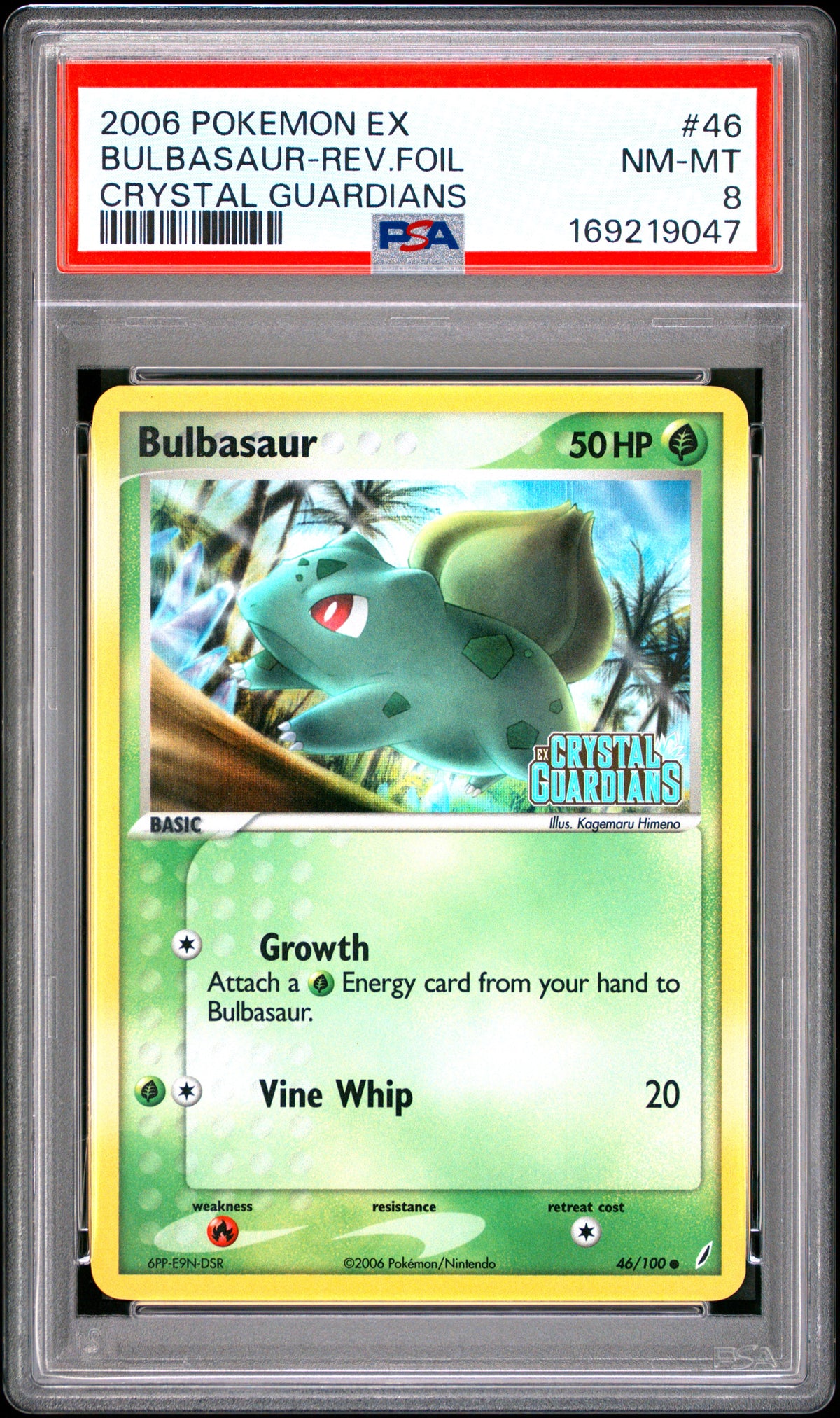 BULBASAUR REVERSE HOLO 46/100 PSA 8 CRYSTAL GUARDIANS POKEMON