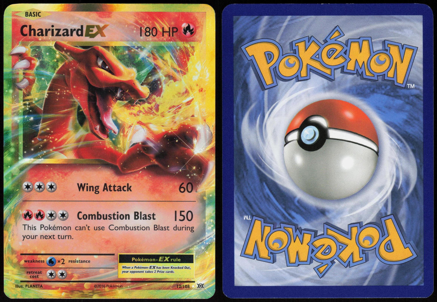 CHARIZARD EX 12/108 EVOLUTIONS POKEMON EX RARE HOLO LP