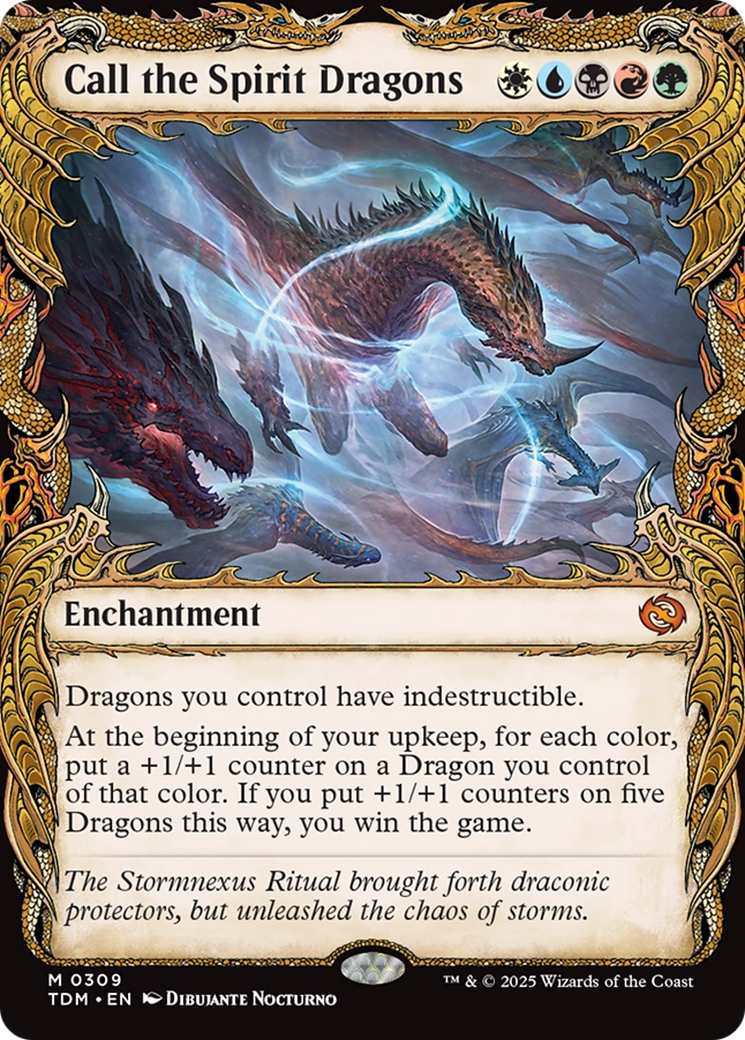 MAGIC: THE GATHERING  - Call the Spirit Dragons (Showcase) (TDM-309) - Tarkir: Dragonstorm: (Showcase, enchantment) Foil