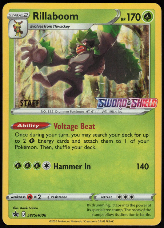 RILLABOOM (PRERELEASE) [STAFF] SWSH006 SWORD & SHIELD PROMO POKEMON HOLO NM