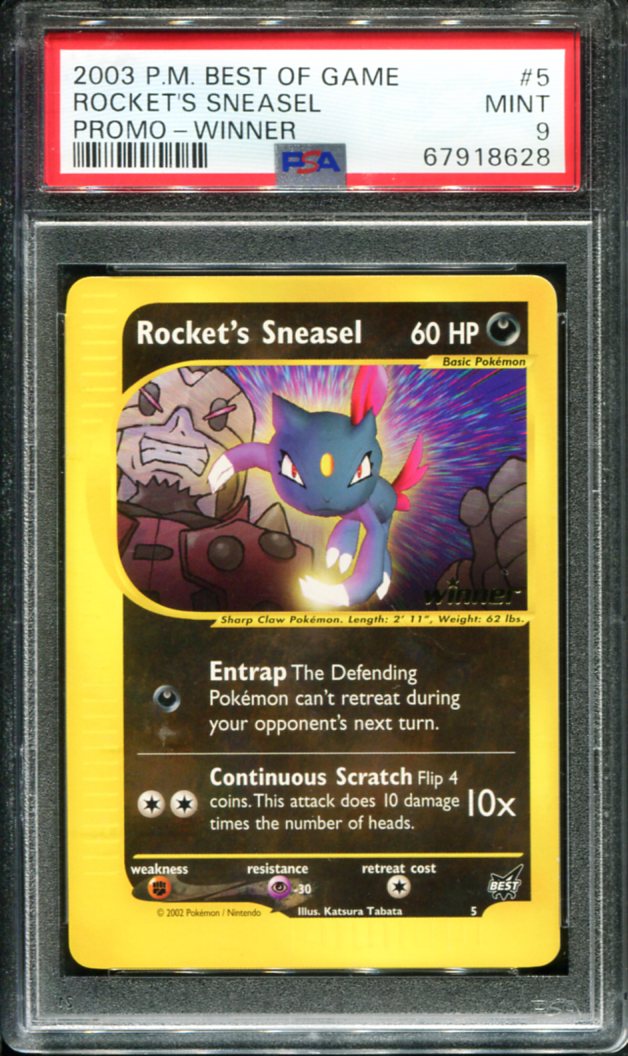 ROCKET'S SNEASEL 5/9 PSA 9 WINNER BEST OF GAME PROMO POKEMON