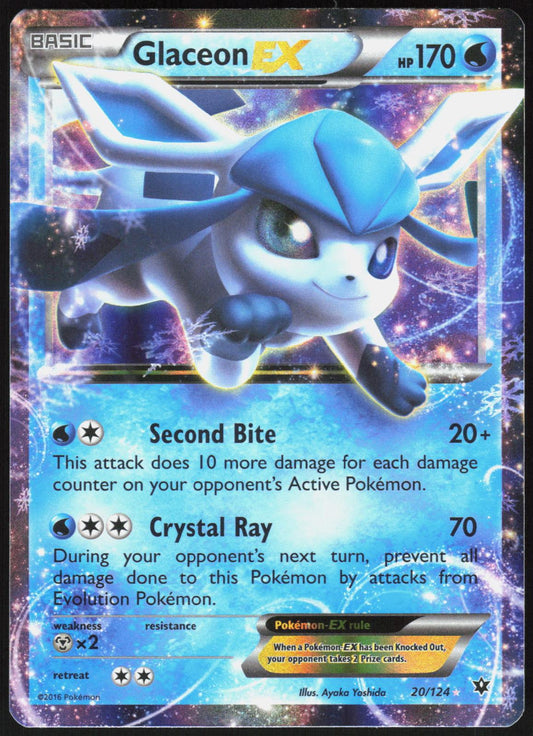 GLACEON EX 20/124 FATES COLLIDE POKEMON EX RARE HP