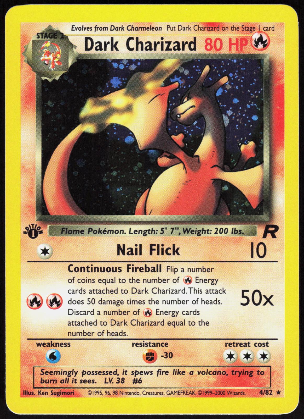DARK CHARIZARD 4/82 TEAM ROCKET POKEMON RARE UNLIMITED HOLO LP