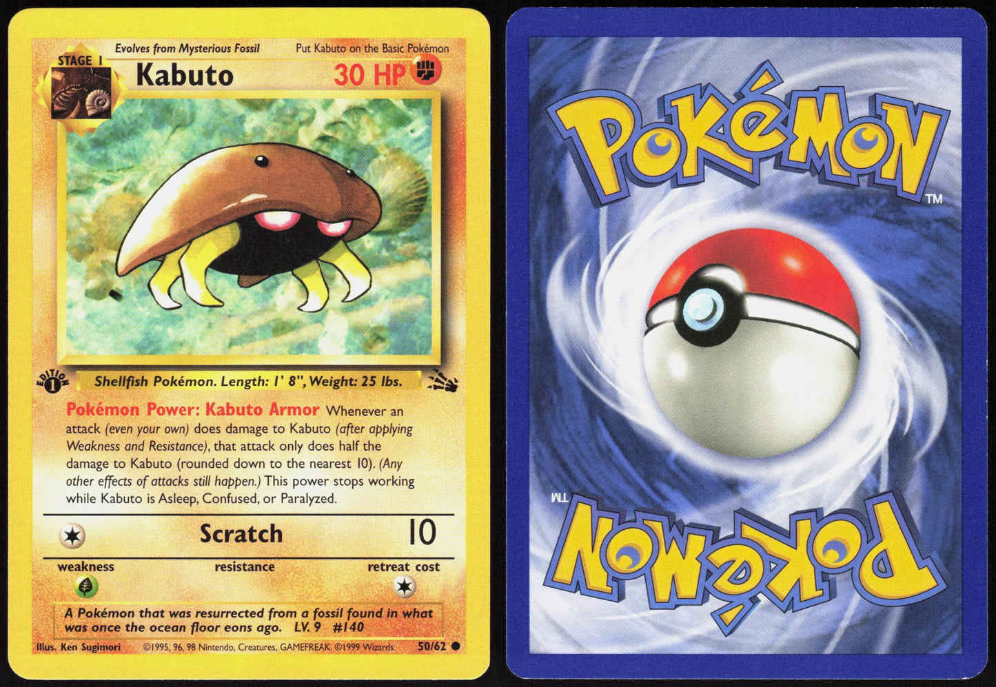 KABUTO 50/62 FOSSIL POKEMON COMMON LP