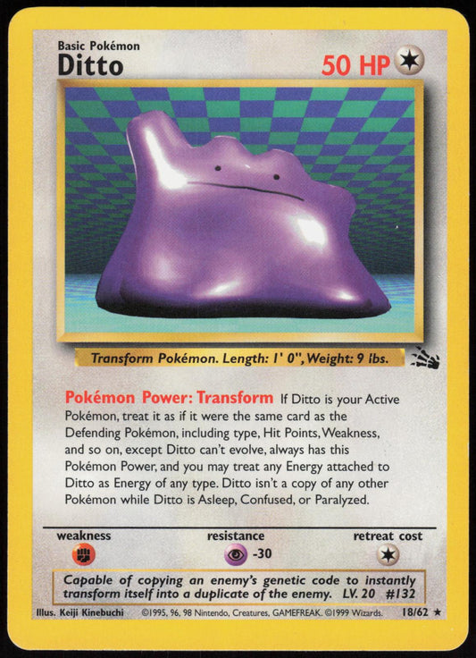 DITTO 18/62 FOSSIL POKEMON RARE UNLIMITED LP