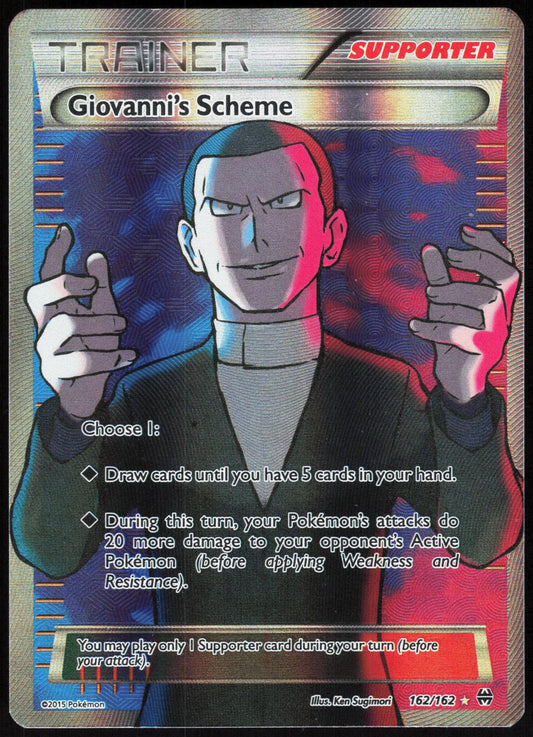 GIOVANNI'S SCHEME 162/162 BREAKTHROUGH POKEMON ULTRA RARE HOLO LP