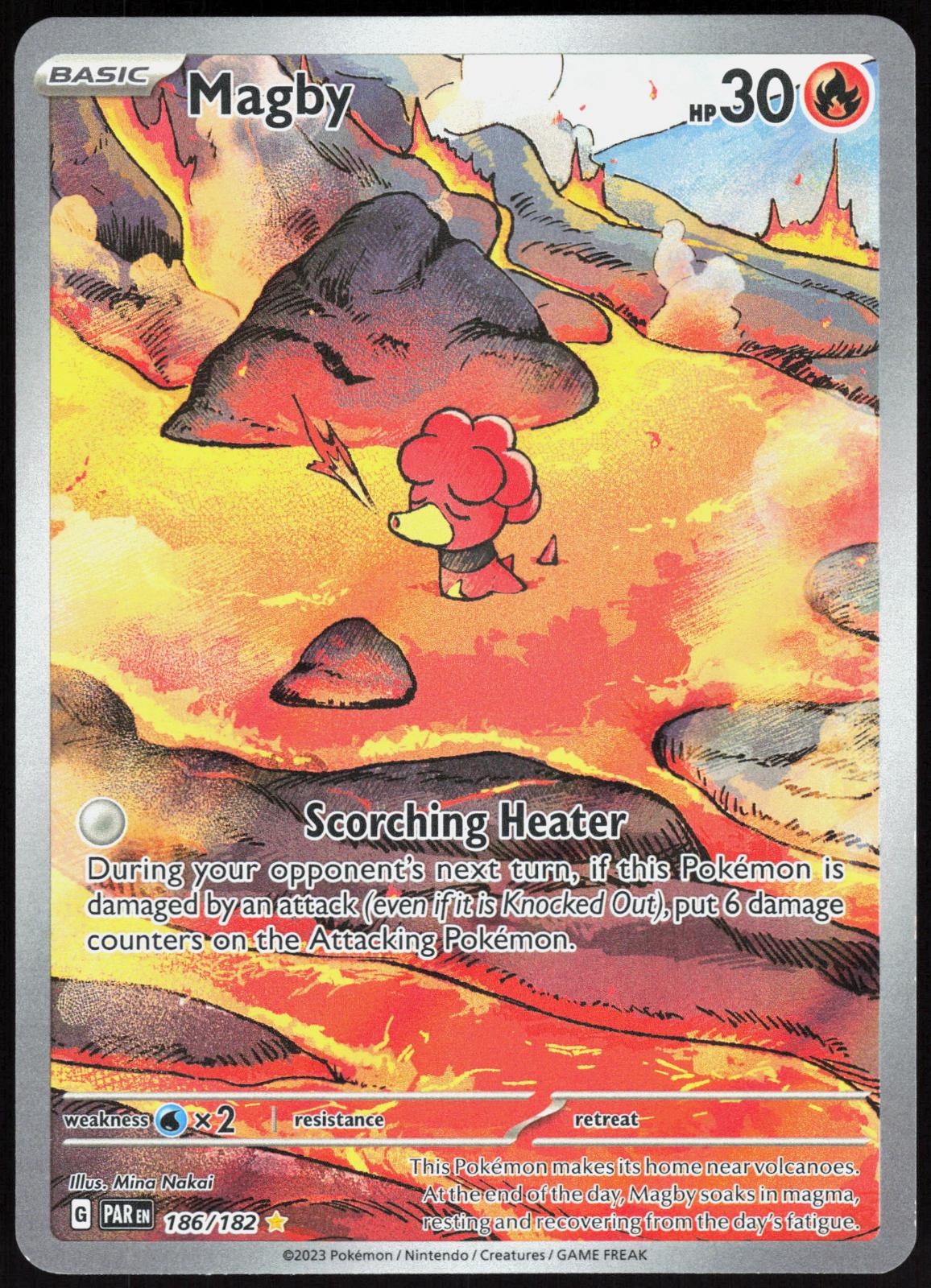 MAGBY 186/182 PARADOX RIFT POKEMON ILLUSTRATION RARE HOLO HP