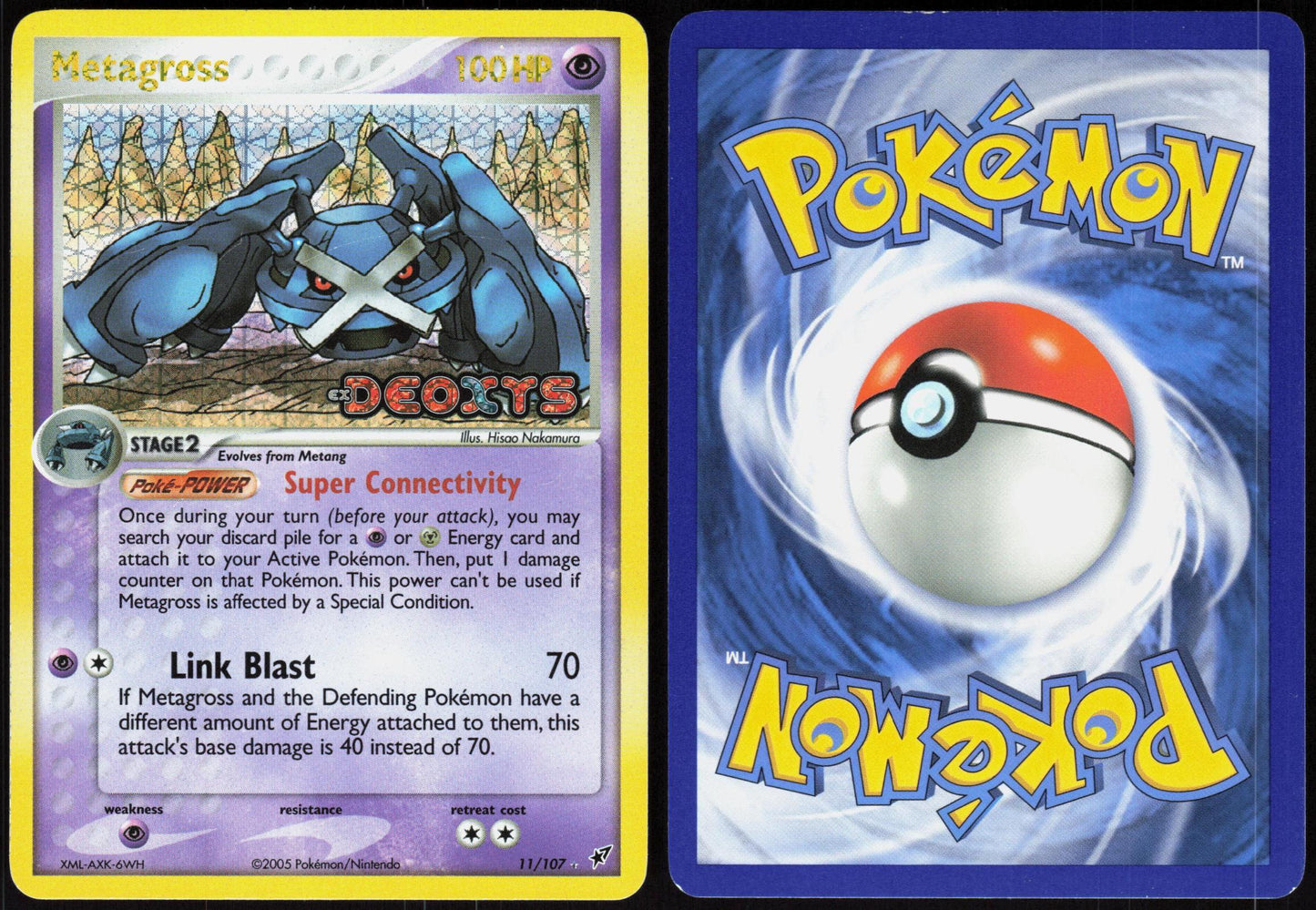 METAGROSS 11/107 DEOXYS POKEMON RARE REVERSE HOLO LP