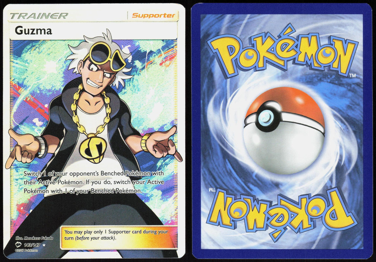 GUZMA 143/147 BURNING SHADOWS POKEMON ULTRA RARE HOLO LP