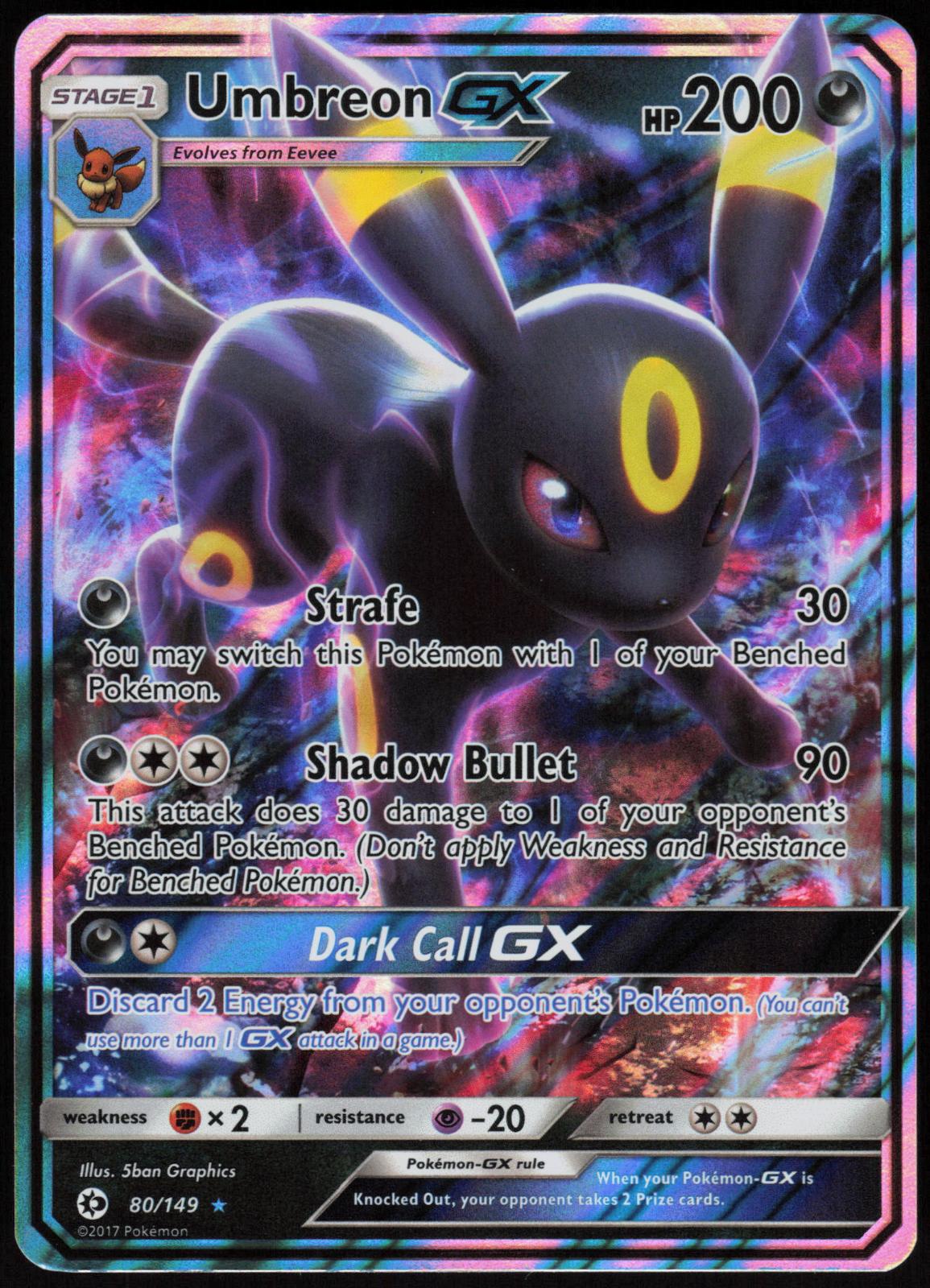 UMBREON GX 80/149 SM BASE SET POKEMON ULTRA RARE HOLO LP