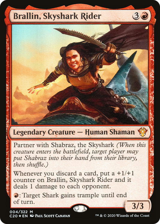 MAGIC: THE GATHERING  - Brallin, Skyshark Rider (C20-004) - Commander 2020 Foil
