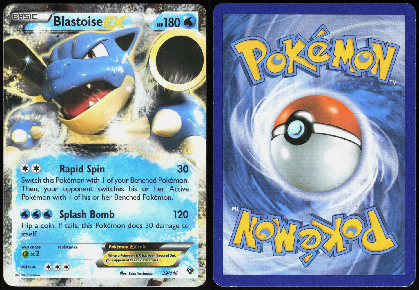 BLASTOISE EX 29/146 XY BASE SET POKEMON EX RARE HOLO LP