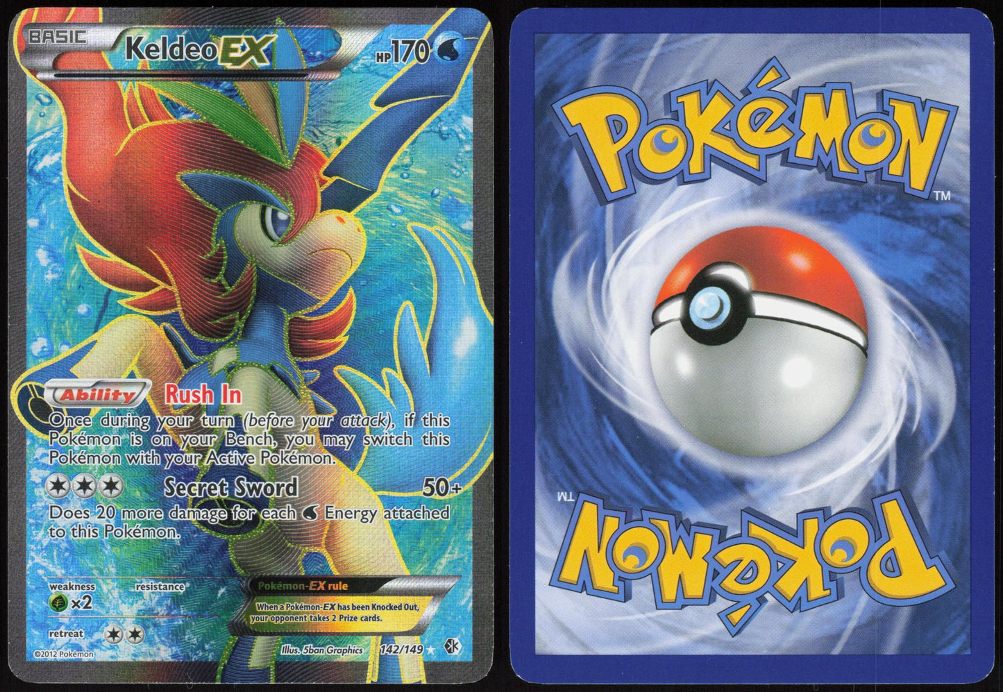 KELDEO EX 142/149 BOUNDARIES CROSSED POKEMON ULTRA RARE HOLO LP