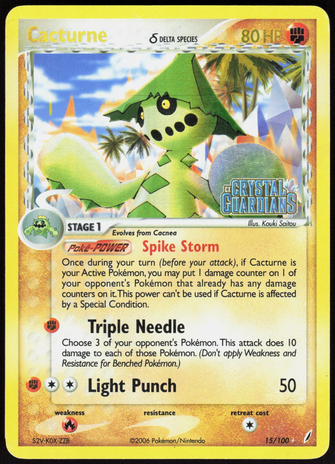 CACTURNE Δ 15/100 CRYSTAL GUARDIANS POKEMON RARE REVERSE HOLO MP