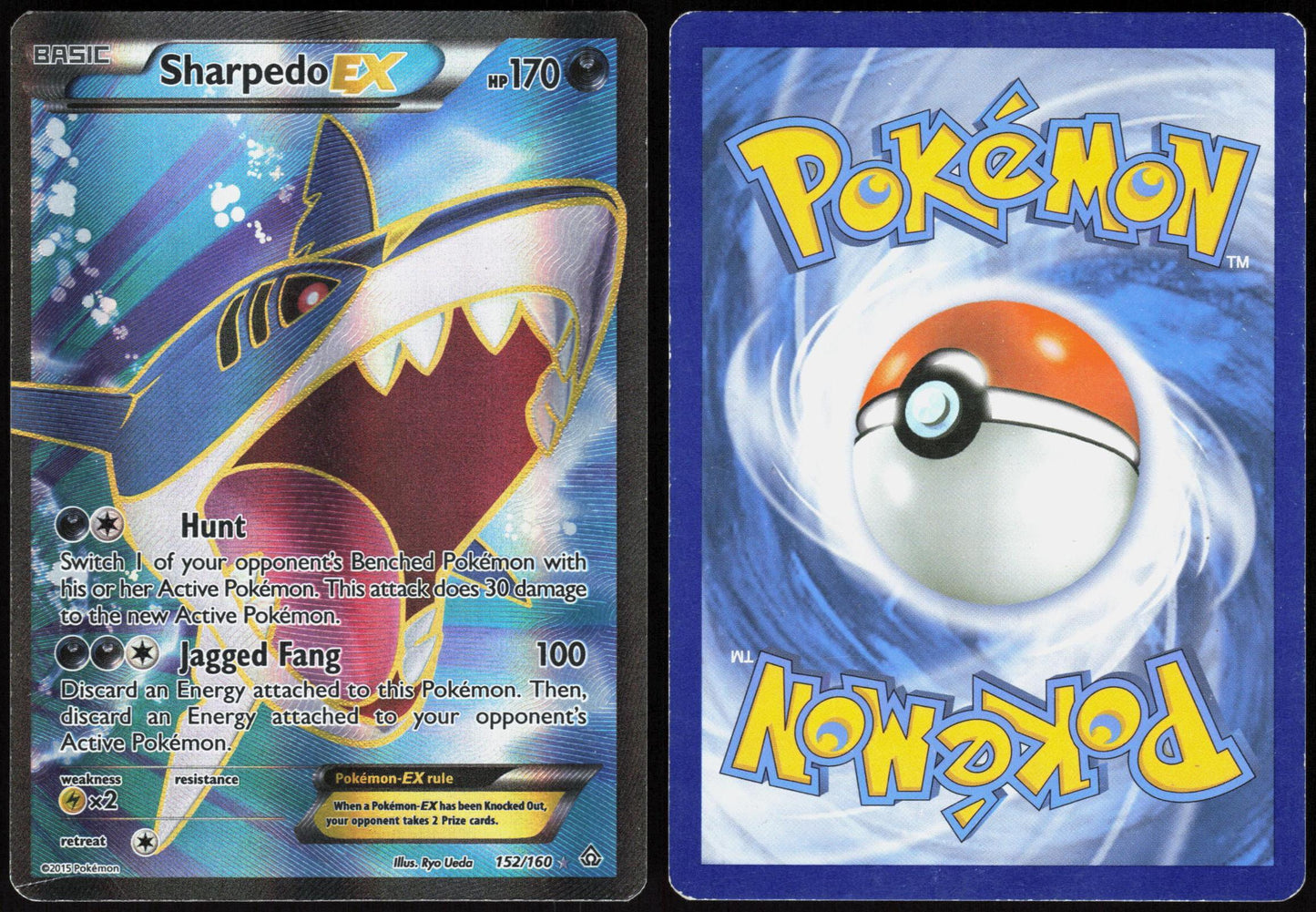SHARPEDO EX 152/160 PRIMAL CLASH POKEMON ULTRA RARE HOLO LP