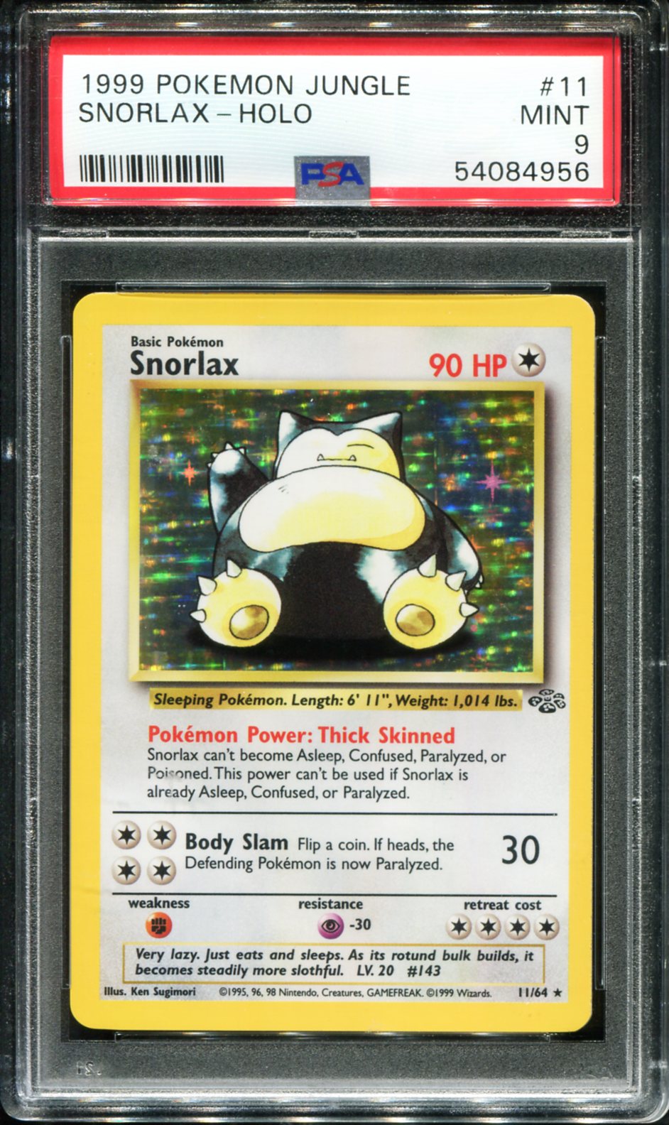 SNORLAX HOLO 11/64 PSA 9 JUNGLE POKEMON