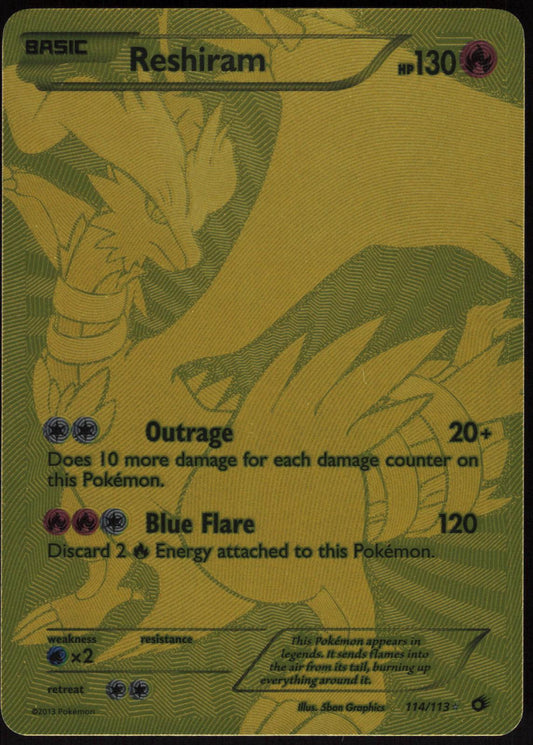 RESHIRAM (114 FULL ART SECRET RARE) 114/113 LEGENDARY TREASURES POKEMON HOLO LP