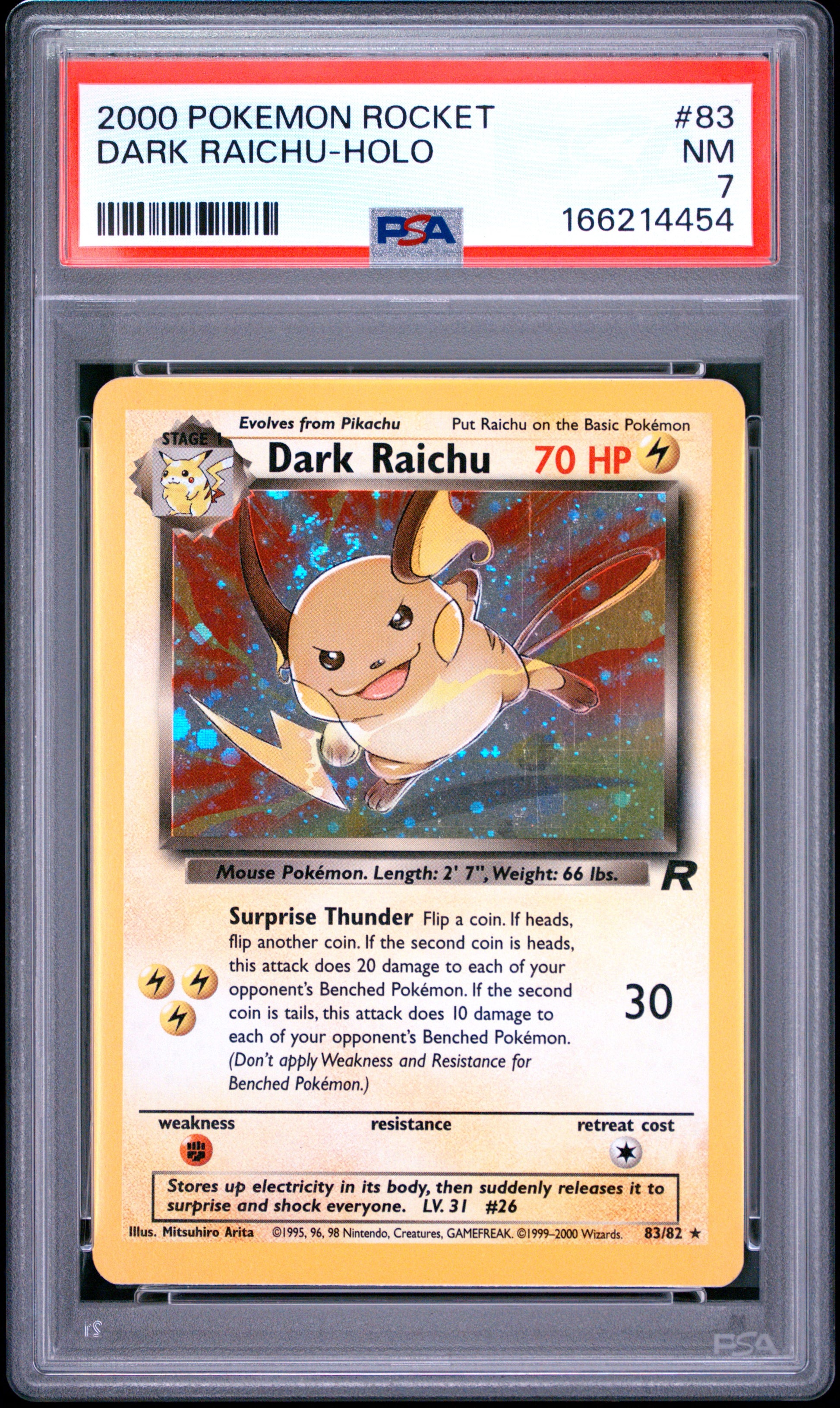 DARK RAICHU HOLO 83 PSA 7 ROCKET POKEMON
