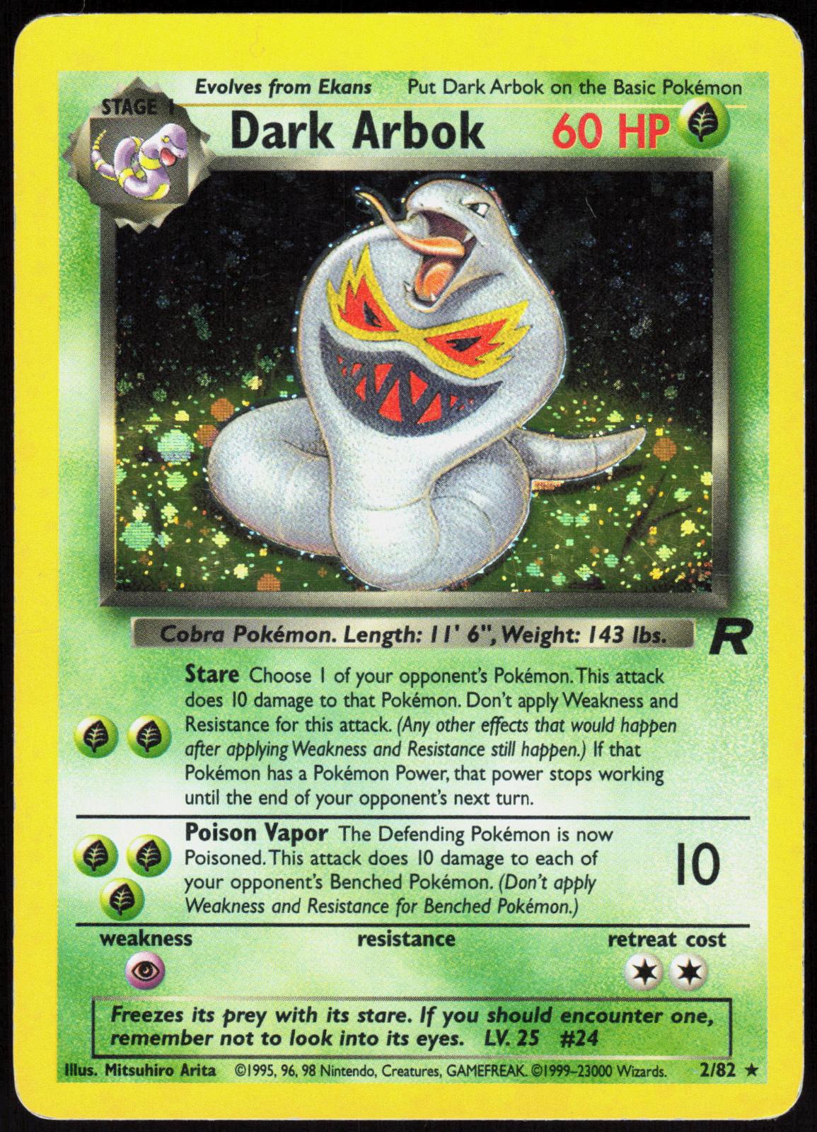 DARK ARBOK 2/82 TEAM ROCKET POKEMON RARE UNLIMITED HOLO HP