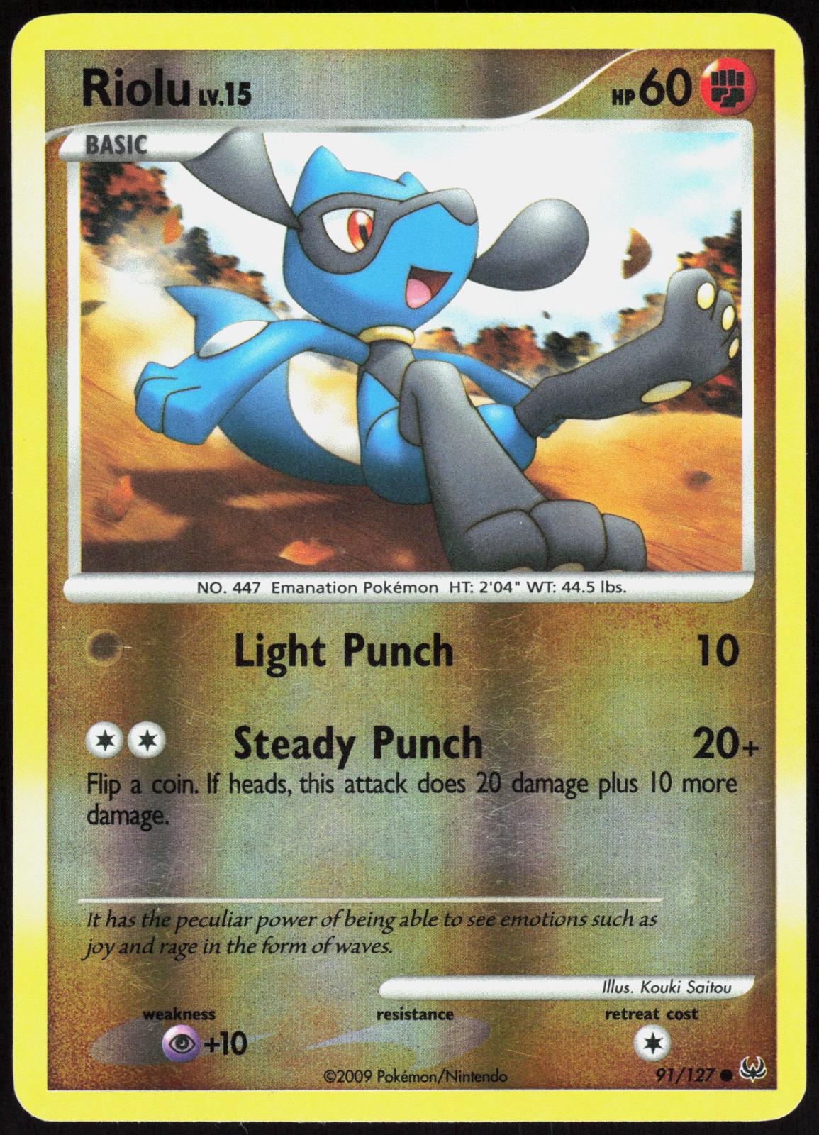 RIOLU 91/127 PLATINUM POKEMON COMMON REVERSE HOLO LP