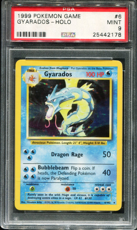 GYARADOS HOLO 6/102 PSA 9 GAME POKEMON