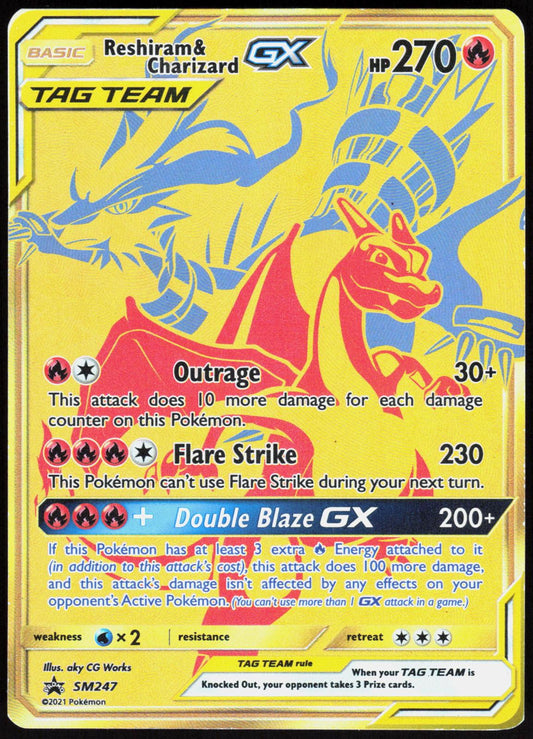RESHIRAM & CHARIZARD GX - SM247 SUN & MOON PROMO POKEMON PROMO HOLO LP