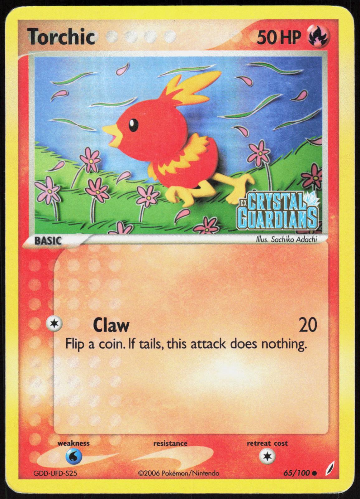 TORCHIC 65/100 CRYSTAL GUARDIANS POKEMON COMMON REVERSE HOLO HP