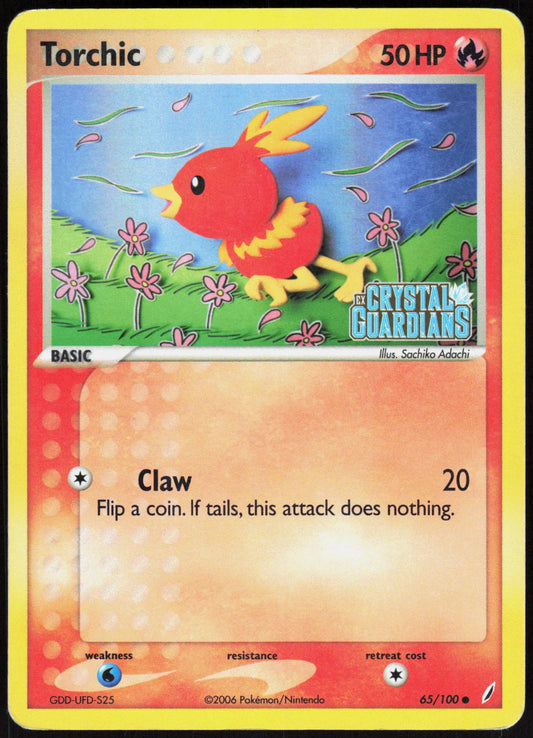 TORCHIC 65/100 CRYSTAL GUARDIANS POKEMON COMMON REVERSE HOLO HP