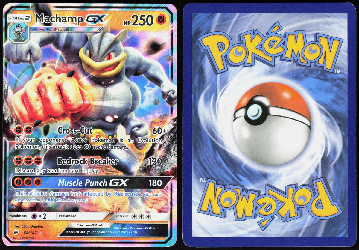 MACHAMP GX 64/147 BURNING SHADOWS POKEMON GX RARE HOLO LP