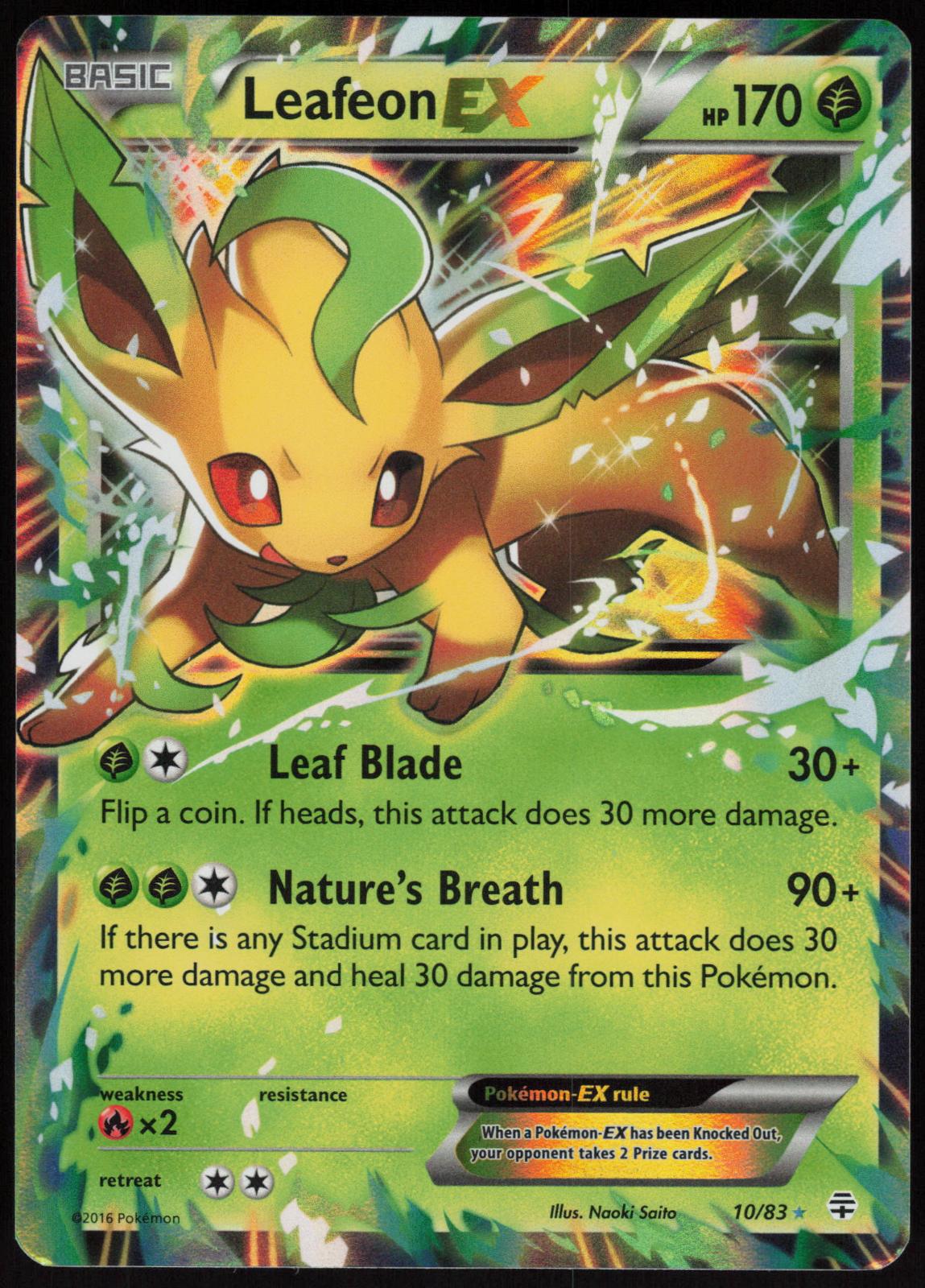 LEAFEON EX 10/83 GENERATIONS POKEMON EX RARE HOLO LP