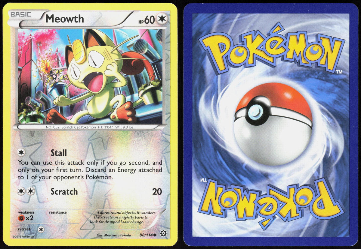 MEOWTH 88/114 STEAM SIEGE POKEMON COMMON REVERSE HOLO LP